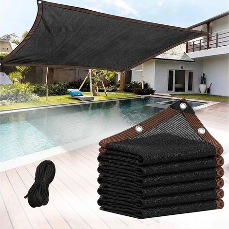 Toile d'ombrage de jardin avec taux d'ombrage de 90 %, filet d'ombrage respirant, avec œillets, taille : 2 m x 3 m, noir, convient pour les patios/serres/couverture de plantes. (1/5)