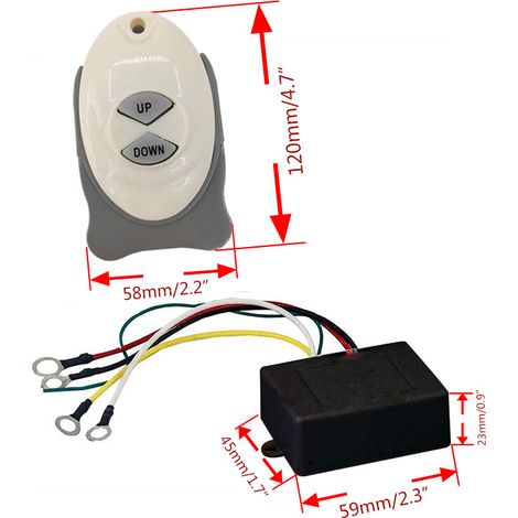 Dual control switch for anchor winch, wireless remote control switch, one receiver, two transmitters, electrical accessories for yachts and boats--DTEKGAZ