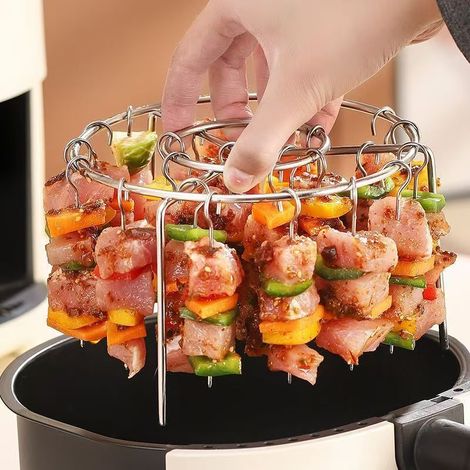 Support brochettes vertical friteuse air, capacité 24 brochettes inox (1/5)
