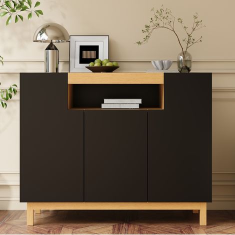 Sideboard mit 3 Türen und offenem Regal 120,5x42x96 cm OKMYHOME (1/5)