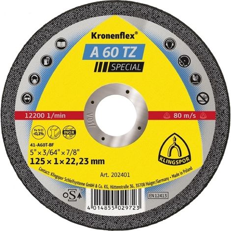 Disque a tronconner 125x1x22.23 acier inox Klingspor