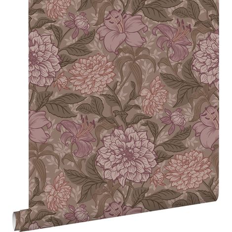 papier peint fleurs vintage mauve violet - ESTAhome