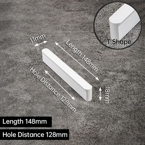 (T-128 mm, lot de 2) Poignées de meuble blanches en alliage d'aluminium, accessoires de quincaillerie (1/3)