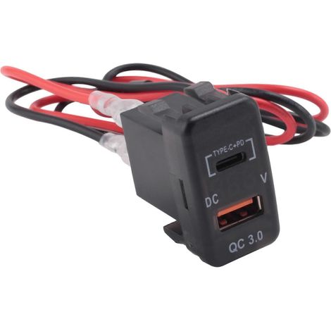 Adaptateur de chargeur rapide pour voiture QC3.0 à double prise USB avec voltmètre pour Toyota Land Cruiser Hilux Prado FJ (1/5)