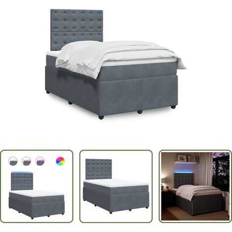 vidaXL Taschenfedernkern -  Boxspringbett mit Matratze Dunkelgrau 120x200 cm Samt (1/5)