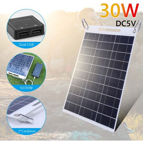 Chargeur Solaire - 13 W - 5 V - Double Port Usb - Panneau Flexible En Polysilicium - Pour Téléphone Portable Et Caméra Sport - 1 Pièce (1/4)