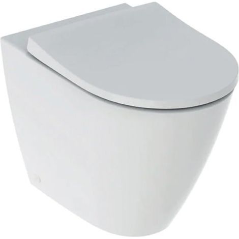 GEBERIT - ICON VASO A PAVIMENTO RIMFREE BTW FILO PARETE A CACCIATA CON FISSAGGIO NASCOSTO E SEDILE WC SLIM SOFT-CLOSE BIANCO 500.827.00.1 (1/7)