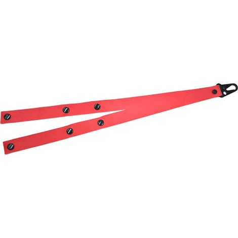 Sangle de rangement ajustable pour pompons de cheerleading, avec clip de sécurité pour une fixation et un retrait faciles. Rouge standard. (1/5)