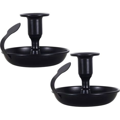 Bougeoir en métal rétro noir conique pour bougies, plateau décoratif, bougeoirs modernes