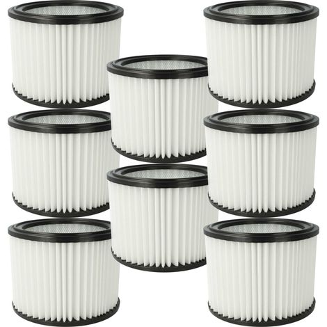 vhbw 8x Filterelement kompatibel mit Nilfisk Multi II 50, II 30 T Inox VSC Nass-/Trockensauger - Feinstaubfilter, Mikrovlies / Kunststoff