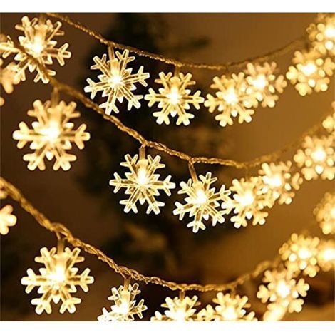 Luci a stringa a forma di fiocco di neve da 6 m – 40 LED impermeabili per uso interno ed esterno – Modalità lampeggianti – Decorazione natalizia (1/5)