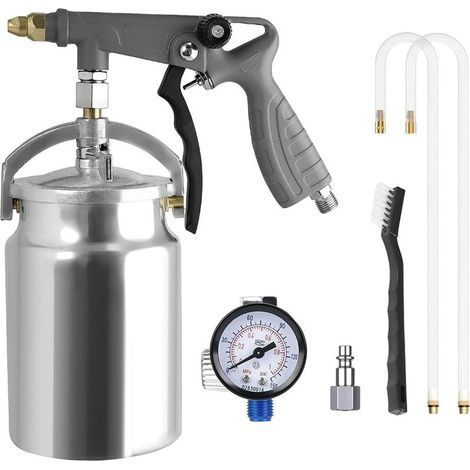 Pistolet A Pression avec Réservoir avec Manomètre,Tuyau,1 L Pistolet De Sablage pour Compresseur,Sableuse avec Réservoir avec Réservoir pour Revêtements Antirouille (1/5)