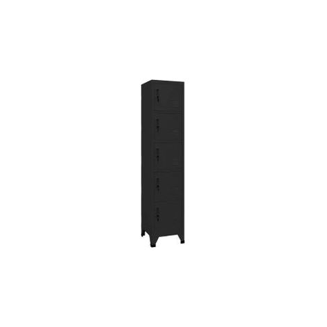Colonne de rangement en acier Koface 38cm – 5 casiers avec fermeture à clé-Noir