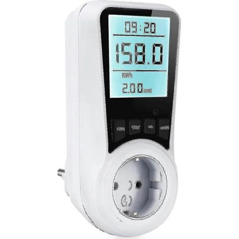 Compteur d'électricité sur prise, compteur d'énergie 16 A, compteur de consommation électrique avec écran LCD rétroéclairé, 7 modes de surveillance Xxf (1/4)