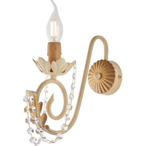 Applique in ferro Avorio Decape e Oro strass damasco una luce 25x h28 cm (1/4)