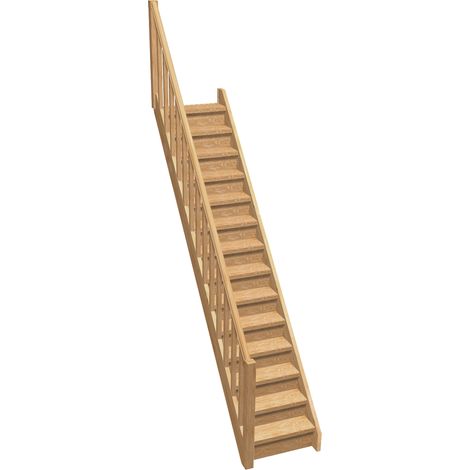NORMANDIE - Escalier bois droit avec balustre et contremarches