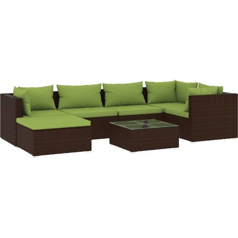 Maison Exclusive - Set Divani da Giardino 7 pz con Cuscini in Polyrattan Marrone (1/5)