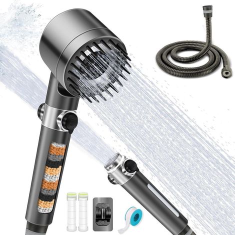 Handbrause mit Filter und 3 Modi, Wassersparend, Hochdruck, inkl. 1,5m Schlauch (1/5)