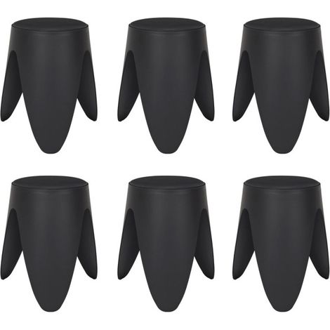 Lot de 6 Tabourets Empilables "Eve" 46cm Noir (1/5)