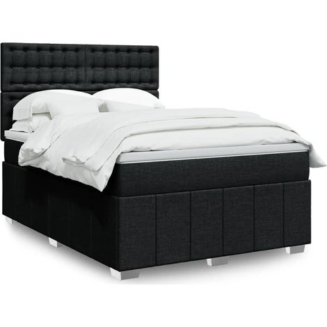 Boxspringbett mit Matratze Schwarz 160x200 cm Stoff