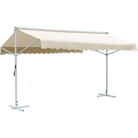 Auvent sur pied 500 x 300 cm crème - Auvent de terrasse protection solaire jardin extérieur résistant (1/5)