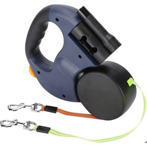 Laisse Double pour Chien Rétractable,3m,Télescopique Lisse Solide et Résistant aux Morsures,Fil Réfléchissant,Jusqu\'à 50 LB (1/5)