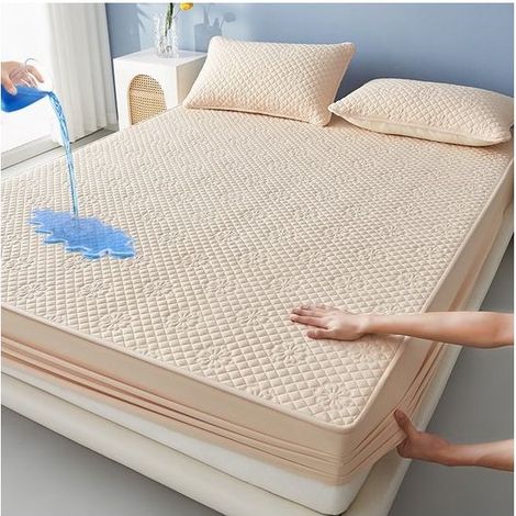 matratzenbezug-2-kissenbezuge-tpu-wasserdicht-atmungsaktiv-blumenmuster-set-khaki-90x200-cm-48x74-cm-240267669 (1/5)
