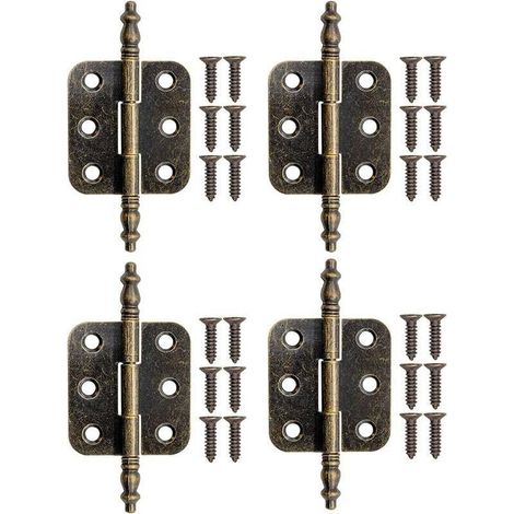 4 cerniere pieghevoli per armadietti in bronzo, cerniere in ferro per cassetti e scatole, 70x35mm, con viti -Crezuo