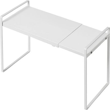 Étagère extensible pour placard, rangement empilable pour comptoir de cuisine, support à épices réglable, blanc (1/5)
