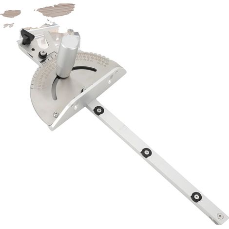 Guía de corte, aleación de aluminio, compatibilidad de 3/8" x 3/4", topes de ángulo ajustables, rango de giro con bloqueo, diseño de alta precisión (1/5)