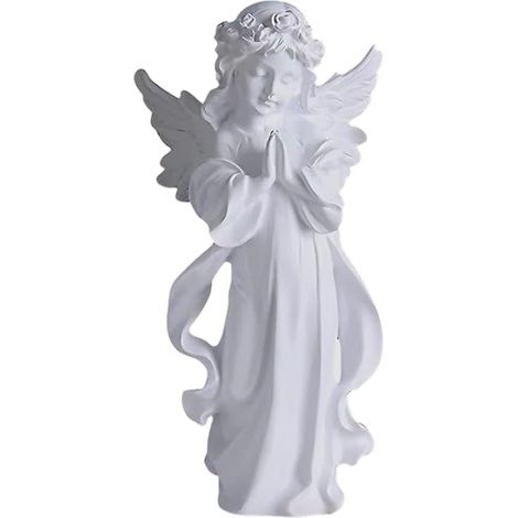 Statua di angelo, angelo del cimitero, statuina in resina bianca, statua decorativa, per casa, giardino, matrimoni, Natale e altre decorazioni (misura media)