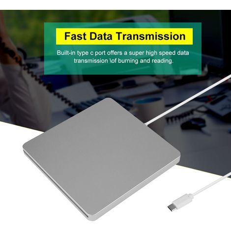 Graveur DVD externe de type C silencieux à un seul bouton, chargement par fente. (1/5)