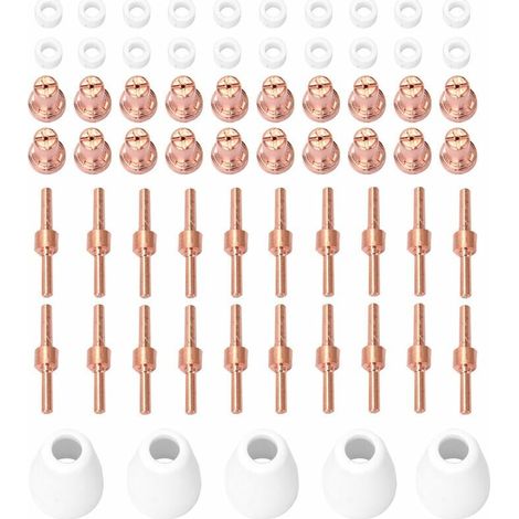 Pt31 Plasma Flamme Conseils Electrode Buse 65Pcs Plasma Cutter Machine Torche Pieces De Rechange 40A Raccords De Nez De Coupe Extended Electrode Buse (1/5)