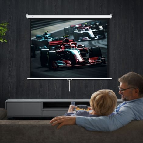 Écran de projection 84 pouces 4:3 HD 4K, réglable en hauteur, à fixer au mur ou au plafond, blanc (1/5)