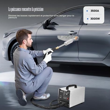 Spot de débosselage de carrosserie 3500 A 3 kW - Kit de soudage à boulons pour réparation de bosses avec fonction de soudage automatique et manuelle - Soudeuse par points pour carrosserie en fer (1/5)