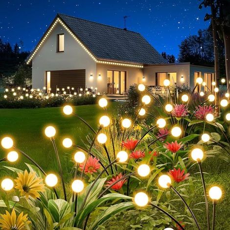 Lampe solaire - Lampes Solaires Lucioles - 10 LED - IP65 étanche - 4 pièces Blanc chaud (1/5)