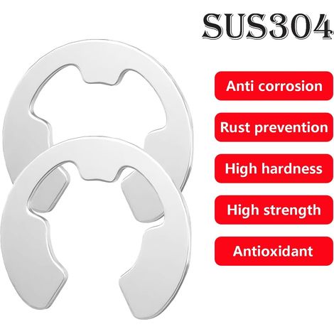 100 Stück Edelstahl-E-Clip, E-Clip-Sicherungsringe, Ring zur Befestigung von Lagern, Φ6,0 mm