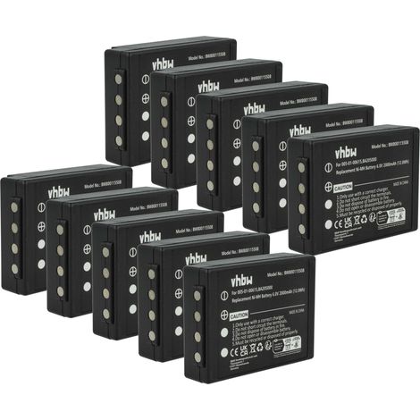 vhbw 10x Akku kompatibel mit HBC Linus 6, 4 Industrie-Funkfernsteuerung Fernbedienung (2000 mAh, 6 V, NiMH) - Schwarz