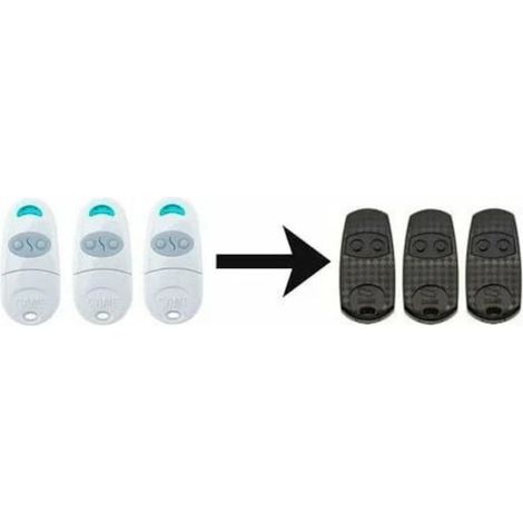 Télécommande 433,92 MHz 2 canaux avec piles CR2016, dimensions 69 x 12 x 32 mm, lot de 3, pour portail et garage (1/5)