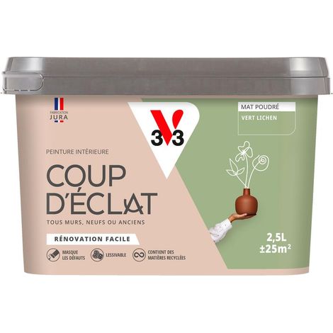 Peinture murale intérieure Coup d'Éclat® V33 Vert lichen Mat Poudré 2,5L