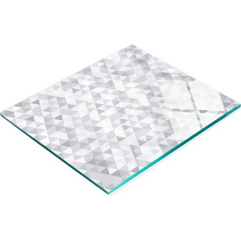 Tabla de cocina de vidrio templado con gr谩ficos decorativos de tri谩ngulos grises, 60x52 cm. (1/5)