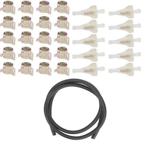 Kit de Filtre à Essence Inline pour Moto avec Noyau en Cuivre, Compatible Dirt Bike, ATV, UTV et Motoneige, pour Tuyau de Carburant 1/4in (6.3mm) (1/5)