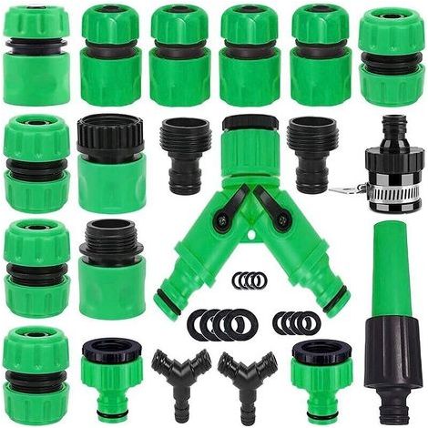 Gartenschlauch-Anschlussset, 3 Wasserhahnanschlüsse, Schnellkupplungen, Reparaturset für Verbindungsstücke, Bewässerungszubehör, grün (1/5)