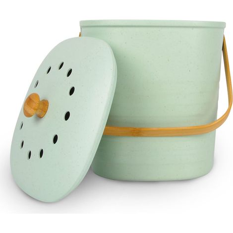 Seau à Compost 6 L Vert Poubelle Cuisine pour Tri Sélectif et Déchets Organiques Composteur de Cuisine Compact Idéal sous Évier Facile à Nettoyer (1/5)