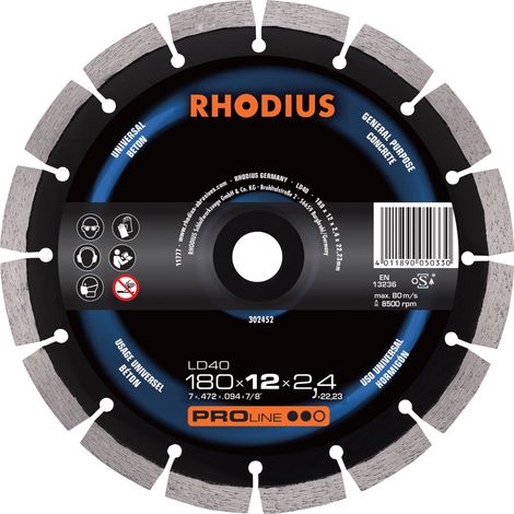 RHODIUS LD40, 1 Stück, 230 x 12,0 x 2,4 mm, Diamanttrennscheibe (1/3)