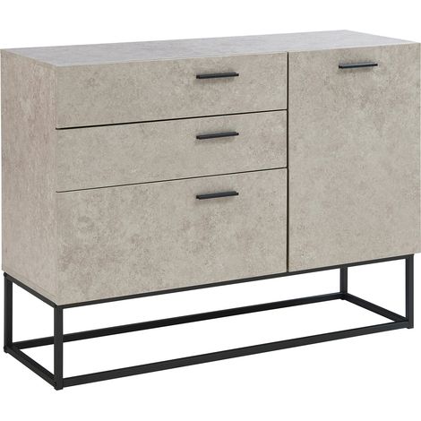 Credenza/cassettiera/mobile contenitore 75 x 100 x 35 cm soggiorno ingresso camera da letto grigio chiaro effetto cemento 030009031