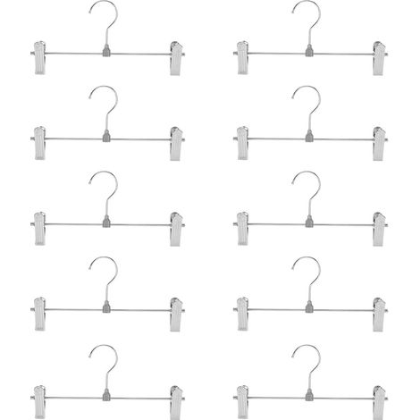 Cintre à pinces pour pantalon - Lot de 10 - Extensible et antidérapant - Acier inoxydable et PVC robuste (1/4)