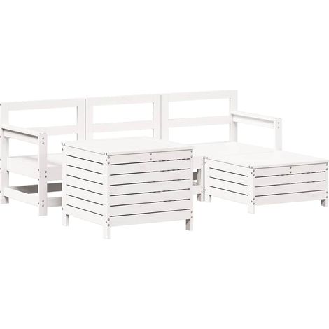Maison Exclusive - Set Salotto da Giardino 5 pz Bianco in Legno Massello di Pino (1/5)