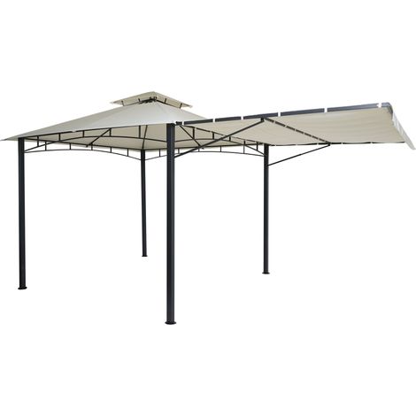 [NEUWERTIG] Pergola HHG-677, Garten Pavillon, Stahl bewegliche Seitenwand 2,5x2,5m creme-beige