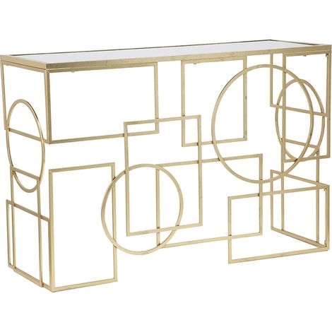 Mobile da Ingresso Metallo Oro Vetro Specchiato 120x41x81 cm Moderno (1/5)